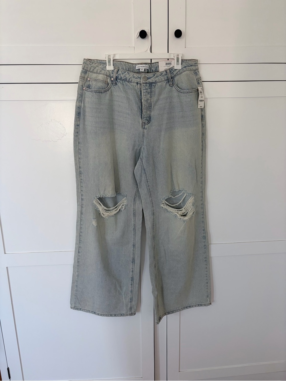 And Now This High Waist Relaxed Fit Distressed Wide Leg Jeans Size 14W
